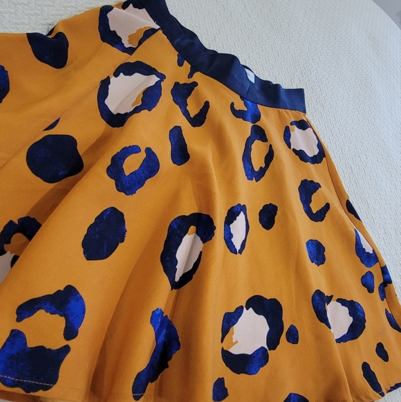 Philip Lim Leopard Print Skirt in Gold-orange and Blue Size 2 Mini Flare - Picture 2 of 14